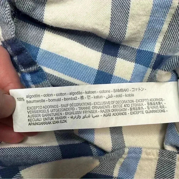 Zara Shirt Flannel Button-up Blue & White Size 4-5 Years - Picture 10 of 16